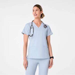 FIGS Light Blue Two Pocket Scrub Top